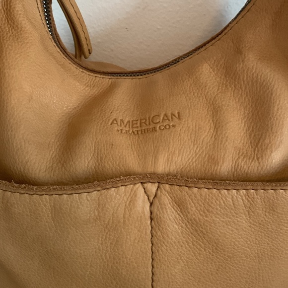 American leather beige color real leather bag two front pockets beautiful - Picture 2 of 8